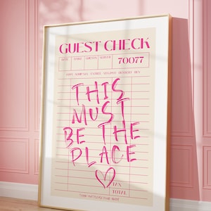 Pink Guest Check Print, Trendy Wall Art Retro Wall Art, This Must Be The Place, Western Wall Art Cowgirl Print Funky Decor Preppy DIGITAL