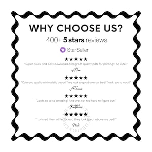 May include: A white background with a black wavy border contains the text "WHY CHOOSE US?" and "400+ 5 stars reviews." Below is a StarSeller badge and customer reviews with 5-star ratings.