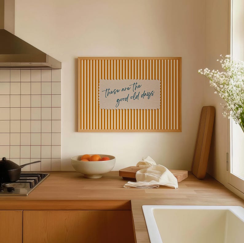 These Are The Good Old Days Retro Poster, Orange Stripes, Vintage Typography (Digital Download) image 4