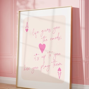 Trendy Asso di cuori stampa Lucky You Poster Trendy Retro Wall Art Rosa Trendy estetica stampa carta da gioco Poster Preppy y2k Room Decor