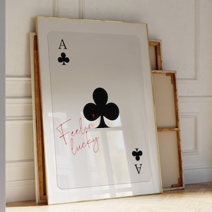 Stampa trendy Ace of Clubs Lucky You Poster Arte murale retrò alla moda Stampa estetica retrò alla moda Poster di carte da gioco Decorazione per la stanza Preppy y2k