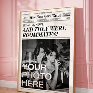 CUSTOM Zeitungsdruck, personalisierte New York Nachrichten, Wandkunst, AndThey was Roommates, Retro Magazin Überschrift, printable Art