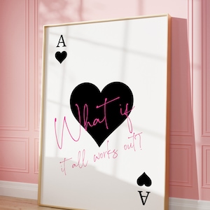 Trendy Asso di cuori stampa "E se tutto funzionasse" Poster Retro Wall Art Stampa estetica Carta da gioco Poster Preppy y2k Room Decor DIGITALE
