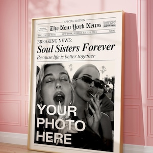 Impressão de jornal PERSONALIZADA, pôster personalizado de melhores amigas, presente de aniversário retrô de melhor amiga, pôster de melhor amiga, presente de amizade, decoração de dormitório feminino