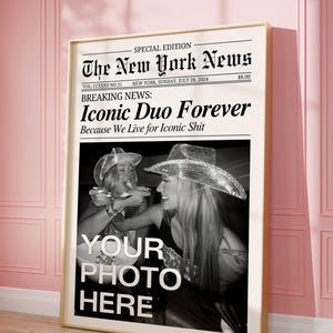 Impressão de jornal PERSONALIZADA, impressão personalizada de melhores amigas, presente de aniversário retrô para melhor amiga, decoração de dormitório para meninas, download DIGITAL