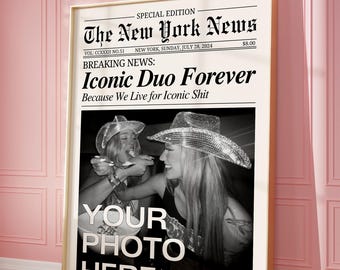 CUSTOM Newspaper Print, Personalized Best Friends Print, Retro Bestie Birthday Gift Friendship Girl Dorm Room Decor, DIGITAL Download