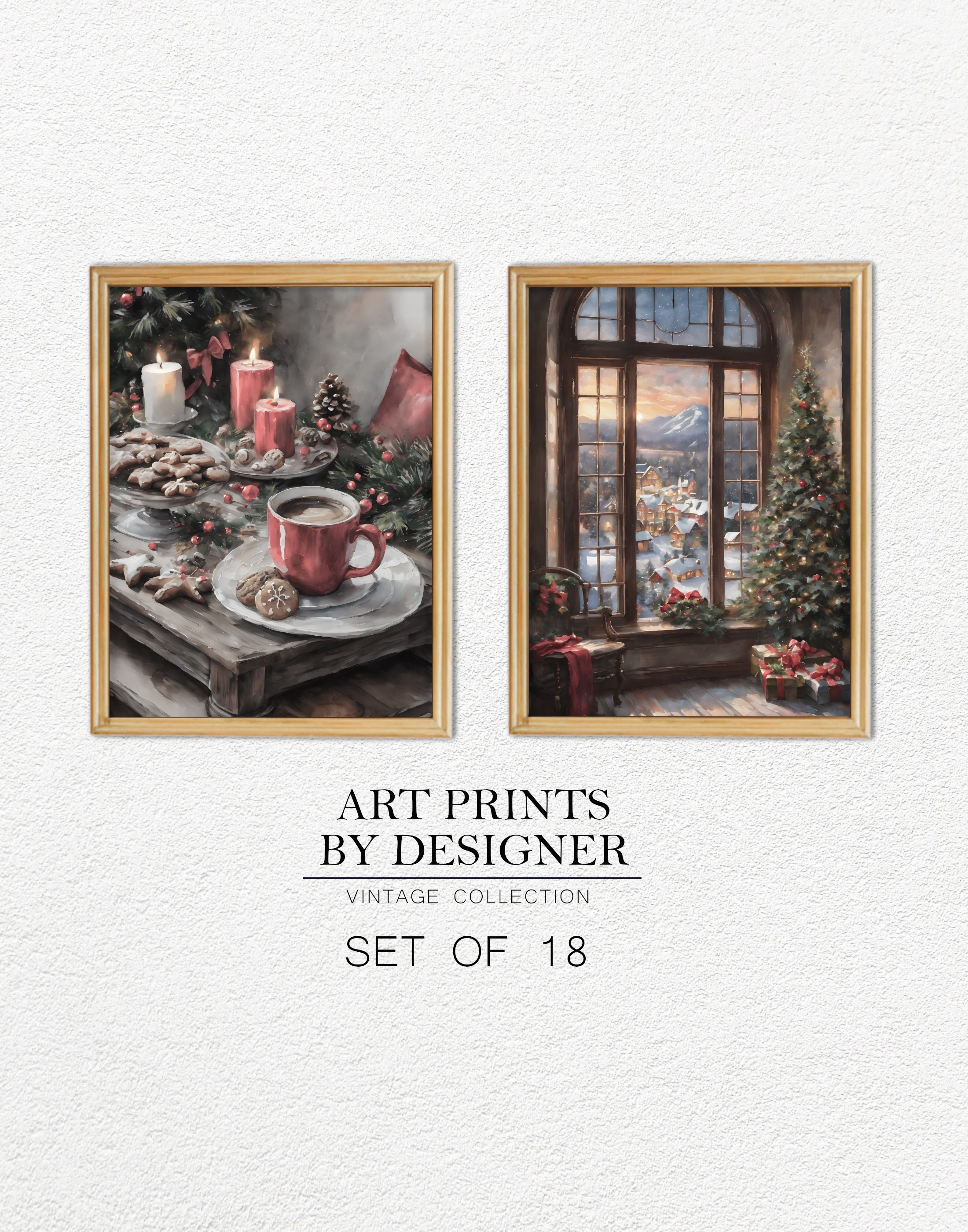Printable Vintage Christmas Tree Prints Set of Moody Winter Wall Arts — free download