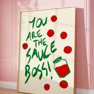 Esthetische keuken decor schattig koken kunst keuken muur kunst print, hand getekende retro voedsel print, vintage voedsel poster, chef-kok Art Print digitaal