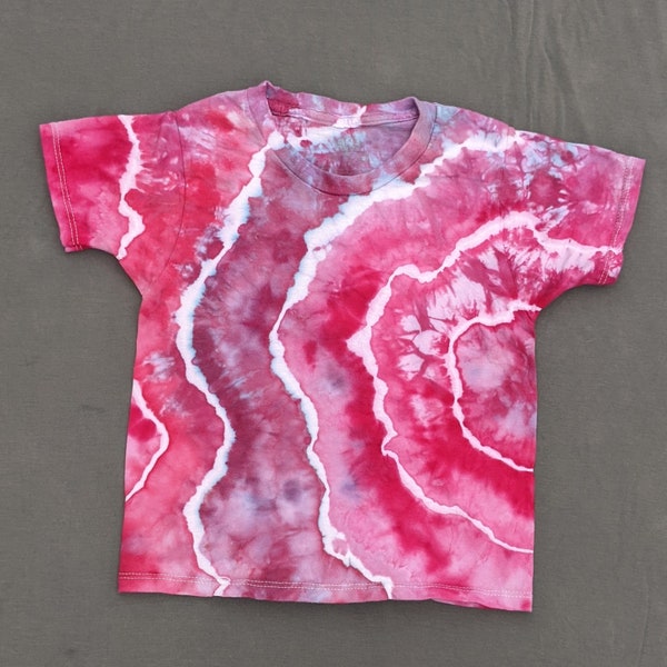 Youth XS, Hot Pink geode tie dye shirt, youth xs, 4, ready to ship, summer, hippie, handmade, barbie tie dye