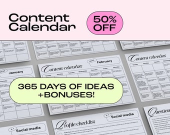 365 Day Social Media Content Calendar + Bonues!