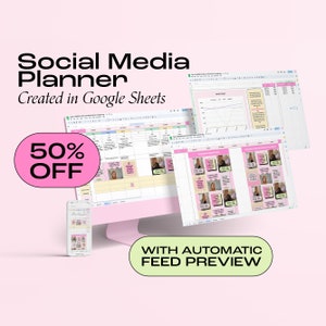 Social Media Planner - Feed Preview | Content Calendar | Google Sheets Template | Batch Content | Instagram / TikTok / Facebook | Download