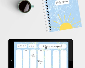 Digital OR Printable Weekly - Daily - Monthly Planner  - Undated - Sunshine Distressed