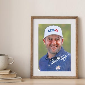 Lámina enmarcada de Scottie Scheffler, póster del número uno del mundo, decoración de múltiples campeones de torneos importantes, arte de golfistas profesionales, ganador del Masters.
