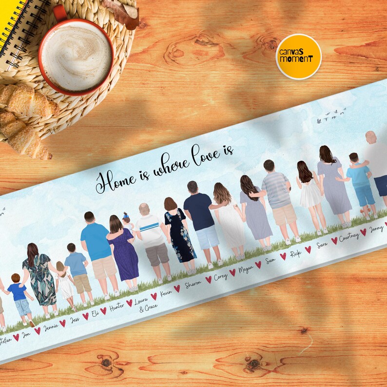 Panoramic Family Canvas Print, Large Family Portrait, Big Group Print ...