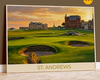 Loch 17 St Andrews Golf Druck, The Road Hole Wandkunst, Home of Golf Poster, Scotland Links Golf Geschenk, Kunstdruck in Museumsqualität
