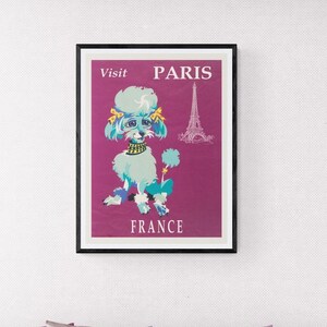 Paris France Retro Cartoon Style Poster Artwork