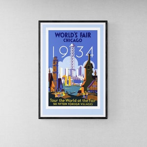 Chicago Worlds Fair 1934, Vintage Style Poster