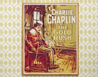 Charlie Chaplin-filmposter 'The Gold Rush': vintage komische kunst