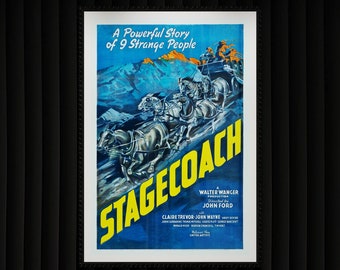 映画 ”駅馬車”のポスター 新品未使用のものです！ 装飾的な 1939 年のアメリカの古典的な西部劇映画「駅馬車」ハリウッド