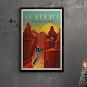 Valles Marineris - Visit Mars Retro Space Poster