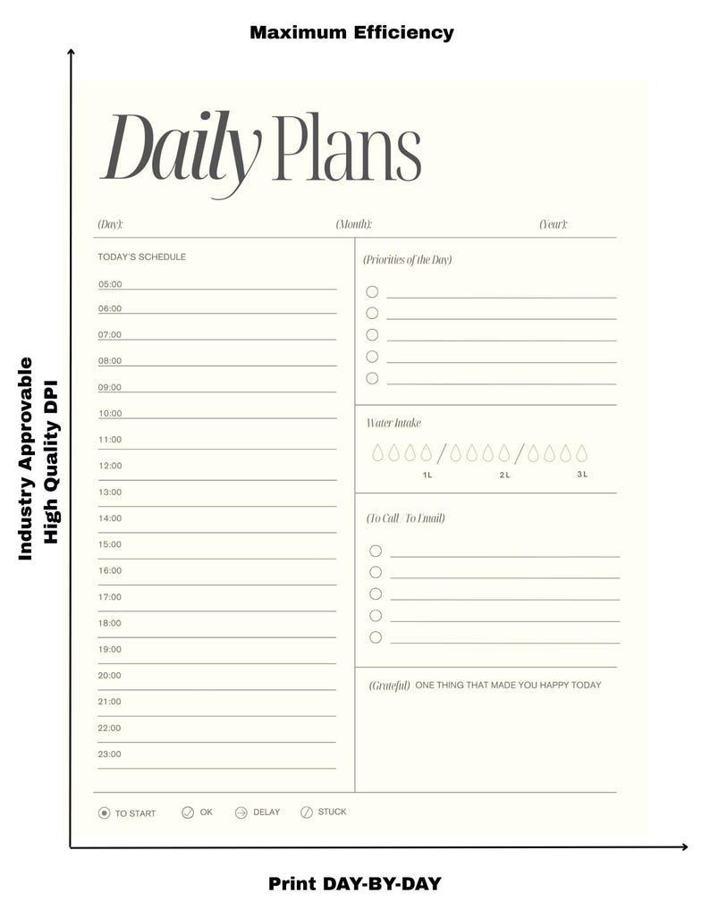100+ Days Daily Planner Printable PDF | Minimalist Planner Notebook ...