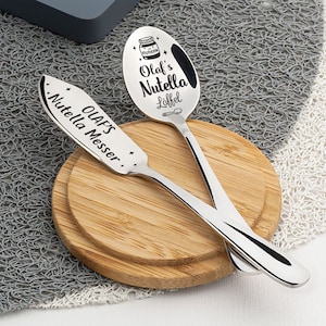 Custom Nutella set - Gifts for Nutella Lovers Engraved Gift with Name Boyfriend gift Nutella spoon Nutella knife Nutella spreader