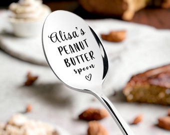Custom peanut butter spoon -  Engraved Spoon Peanut Butter - Personalized Name, Engraved Gift for Teenagers and Peanut Lovers Moms