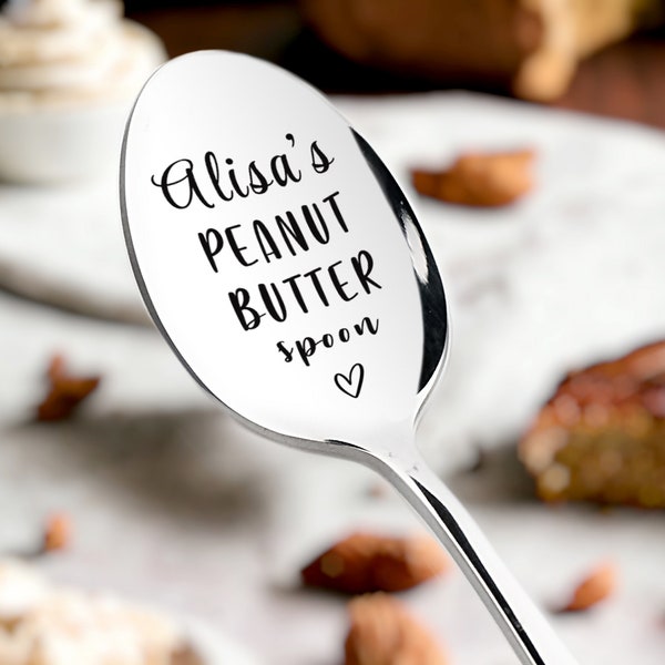 Custom peanut butter spoon -  Engraved Spoon Peanut Butter - Personalized Name, Engraved Gift for Teenagers and Peanut Lovers Moms