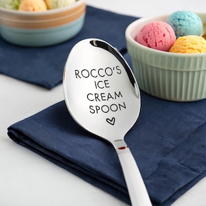 Engraved Ice Cream Spoon for Fathers Day, Personalized Gift for Him Custom Spoon for Dad Keepsake for Gift