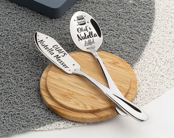 Custom Nutella set - Gifts for Nutella Lovers Engraved Gift with Name Boyfriend gift Nutella spoon Nutella knife Nutella spreader