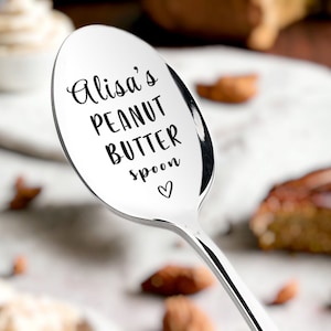 Custom peanut butter spoon -  Engraved Spoon Peanut Butter - Personalized Name, Engraved Gift for Teenagers and Peanut Lovers Moms