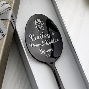 Name&#39;s peanut butter spoon Custom spoon with engraved Peanut butter spoon with name Peanut butter shovel Coffee spoon Memorial gift