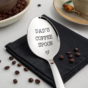 Dad’s Coffee Spoon – Personalized Engraved Spoon for Father’s Day Gift, Custom Coffee Lover Gift for Dad, Unique Keepsake Spoon