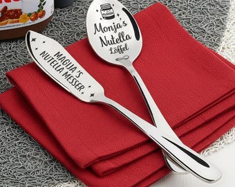 Gepersonaliseerde Nutella-lepel: kerstcadeau voor moeder Aangepaste lepels Gegraveerde lepel Kousvuller