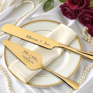 Personalisierte Hochzeitstorte Schneide-Set - Individuell graviertes Messer & Heber - Elegantes Hochzeits-Accessoires für Paare, Zeremonie-Empfang