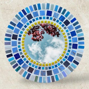 Handmade Mosaic Wall Decor Mirror by Mosaic by Aroma, Home Décor Mirror, Blue Shade Mirror, Round Mirror, Mom Gift, Bath Mirror, Kids Mirror