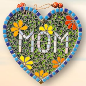 Handmade Mosaic Heart Wall Art Decor, Mother&#39;s Day Flower Gift