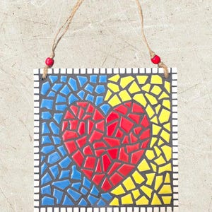 Décoration d&#39;intérieur, mosaïque faite main, coeur d&#39;amour, art mural