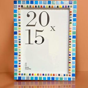 Handmade Blue Mosaic Photo Frame, Picture Frame