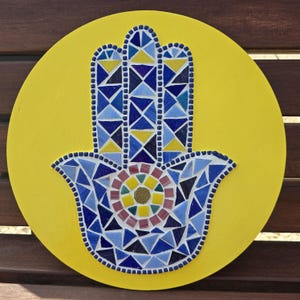 Hamsa Hand Mosaic, Jewish Home Decor, Hand of Fatima