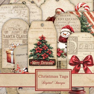 Weihnachts Tags, Junk Journal Papiere, Weihnachten Printable, Junk Journal Seiten, Scrapbook Urlaub, Vintage Weihnachtsdekoration, Digital Kit
