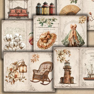 Pagine del diario spazzatura del fascino meridionale, Magnolia, Southern Comfort, kit diario stampabile, documenti digitali Ephemera, album di ritagli, journaling spazzatura