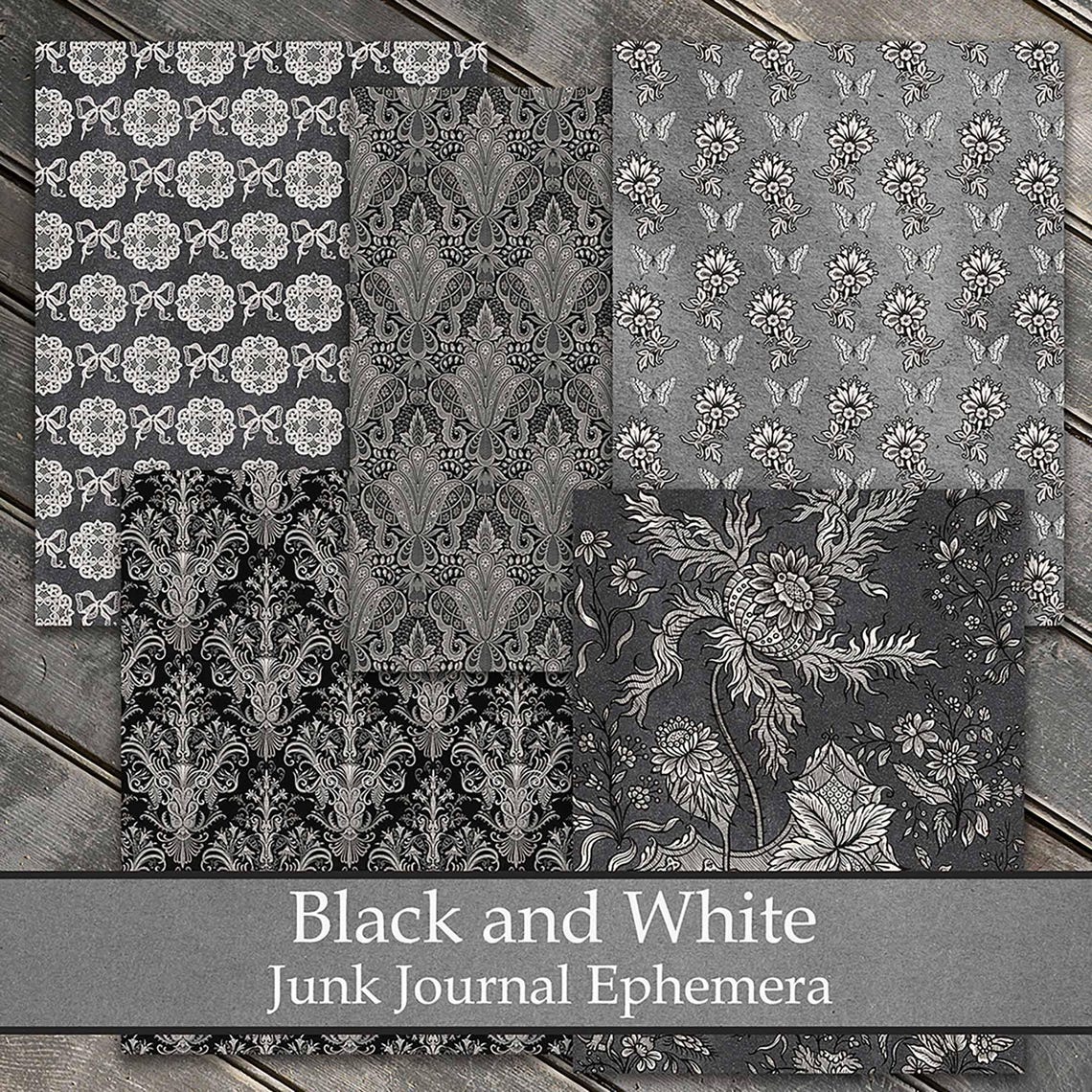 Black and White Ephemera, Junk Journal Pages, Printable Ephemera ...