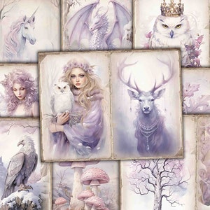 Winter Fairy Junk Journal Pages, Magic Fairy, Printable Journal, Fairy Tale, Ephemera Digital Papers, Junk Journal, Scrapbook Purple Fairy