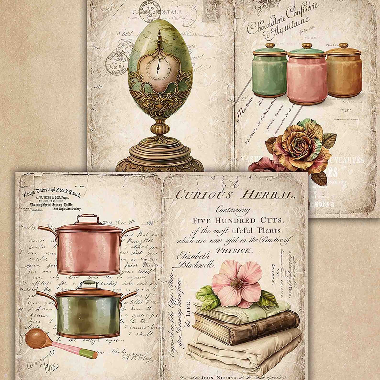 Old Kitchen Junk Journal Pages, Printable Journal, Ephemera Digital ...