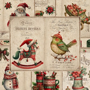 Pagine del diario spazzatura natalizio scandinavo, diario stampabile di Natale, set di documenti digitali Ephemera, junk journaling, diario Ephemera