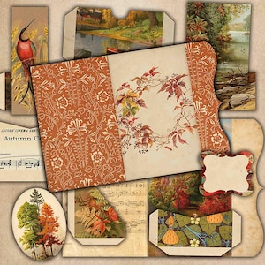 Couleurs automnales folio, Journal imprimable indésirable, Papiers éphémères, Album éphémère, Kit numérique de journal indésirable, Pochettes pour journal indésirable, Étiquettes, Automne