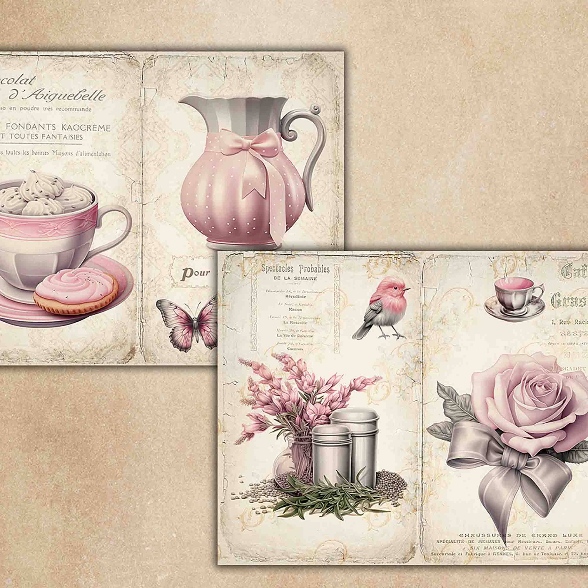 Day in Pink Junk Journal Pages, Printable Journal, Ephemera Digital ...