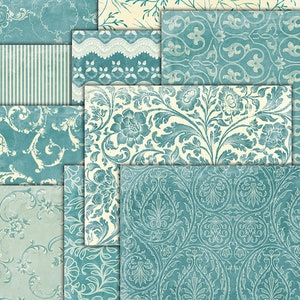 Teal and Ivory Papers, Printable Journal, Shabby Chic Papers, Printable Papers, Shabby Chic  Journal, Grunge Junk Journal, Printable Papers