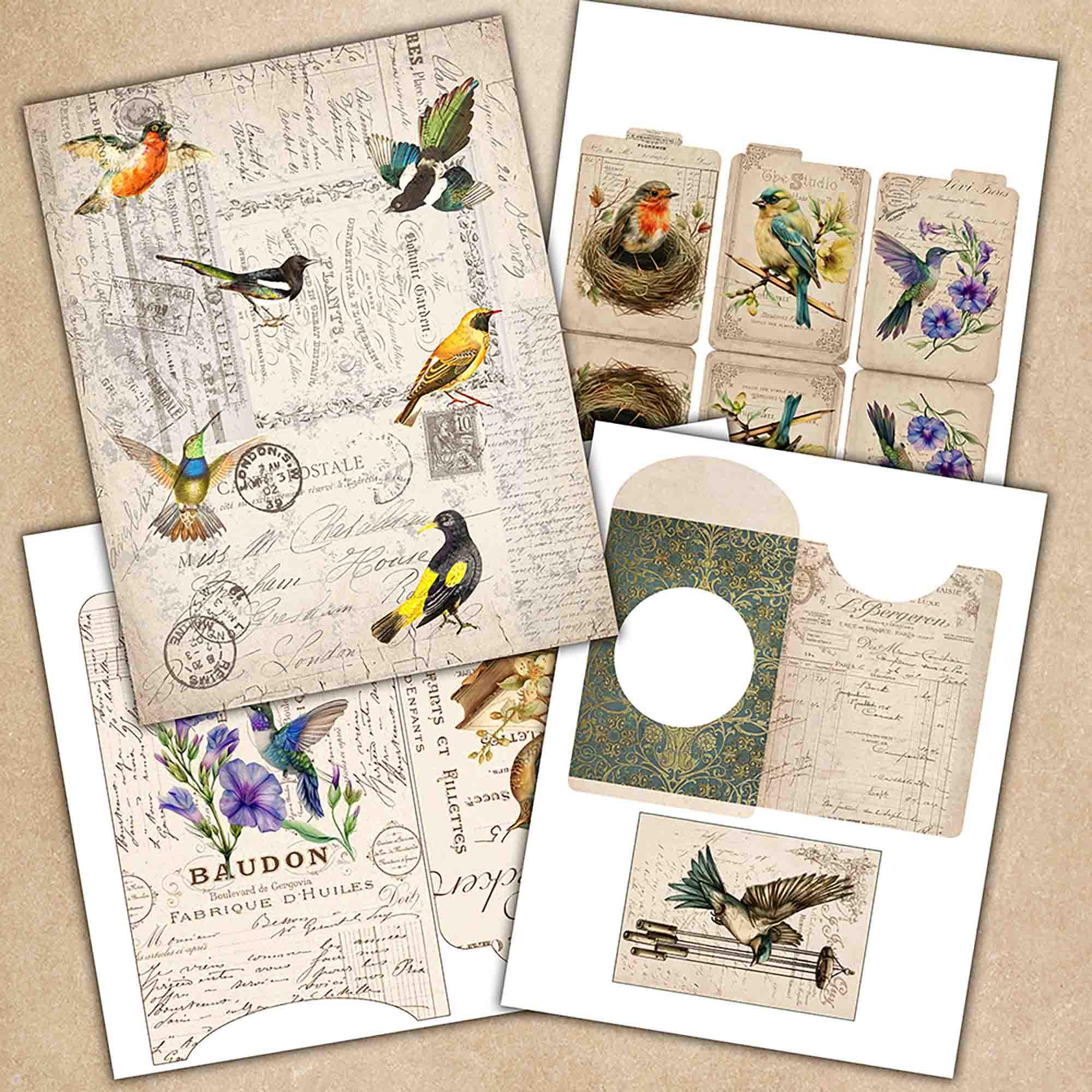 Birds Kit Add On, Junk Journal Pages, Garden, Printable Journal ...